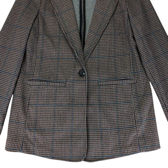 Sanctuary Daily Oxford Houndstooth Blazer Jacket‎ Size Small 1 Button Long Brown - Picture 4 of 9